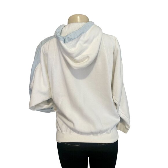 Vintage 1980s Hoodie Sweatshirt by Liz Wear size M white & blue retro fashion. - Picture 6 of 10